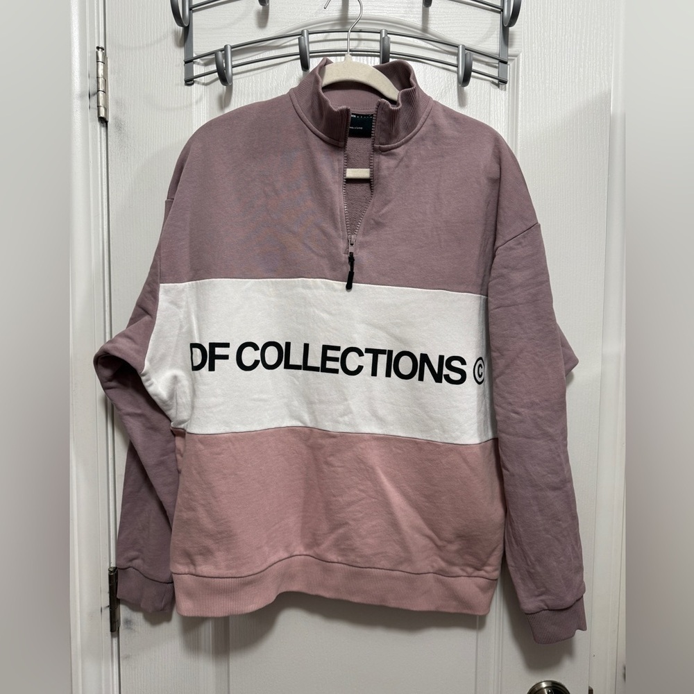 ASOS Dark Future oversized half zip sweatshirt Mens M colorblock logo Athleisure